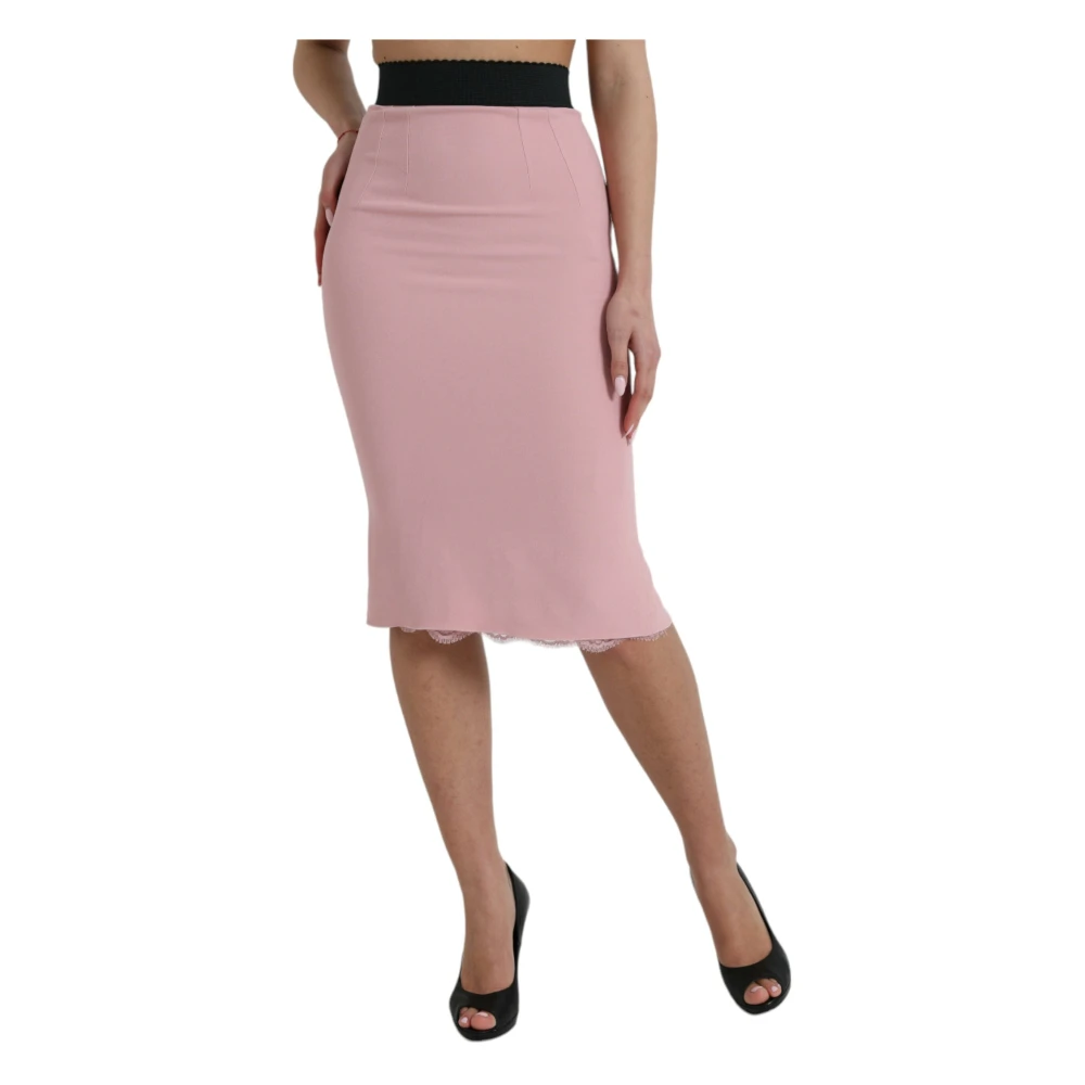 Dolce & Gabbana Elegante roze kokerrok met hoge taille Pink Dames
