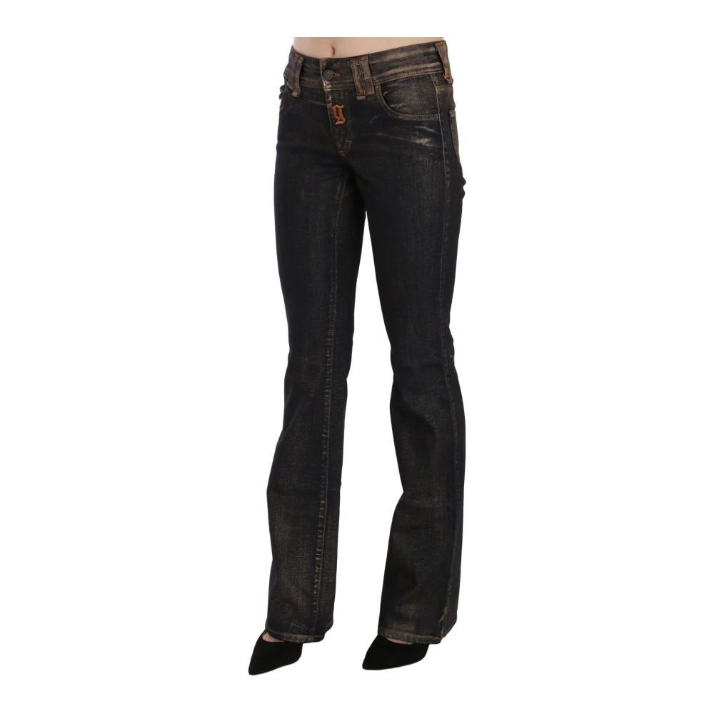 John Galliano Flared Denim met Flatterende Taille in Zwart Black Dames