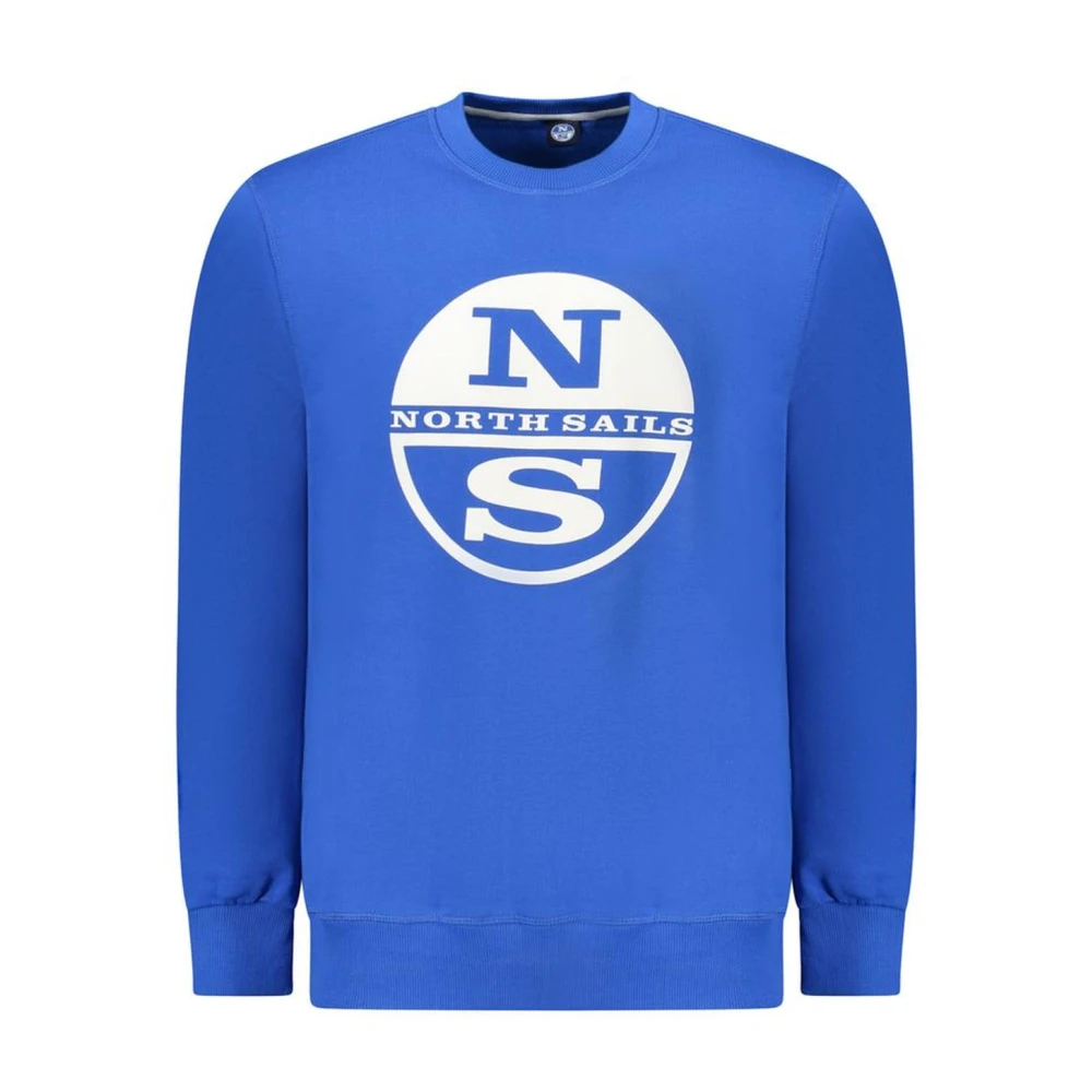 North Sails Blauwe Katoenen Crewneck Sweater met Ribbelboorden Blue Heren
