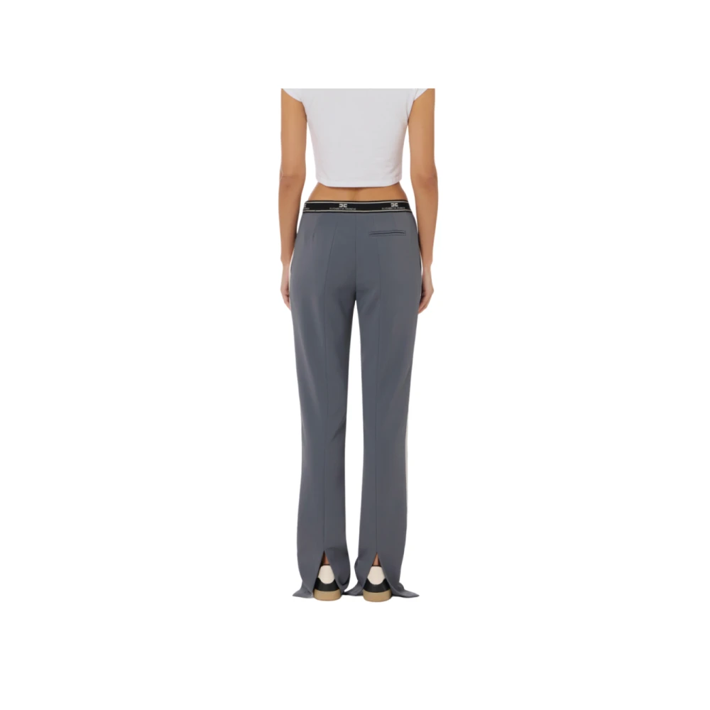 Elisabetta Franchi Rechte Pijp Crêpe Broek met Franse Zakken Gray Dames