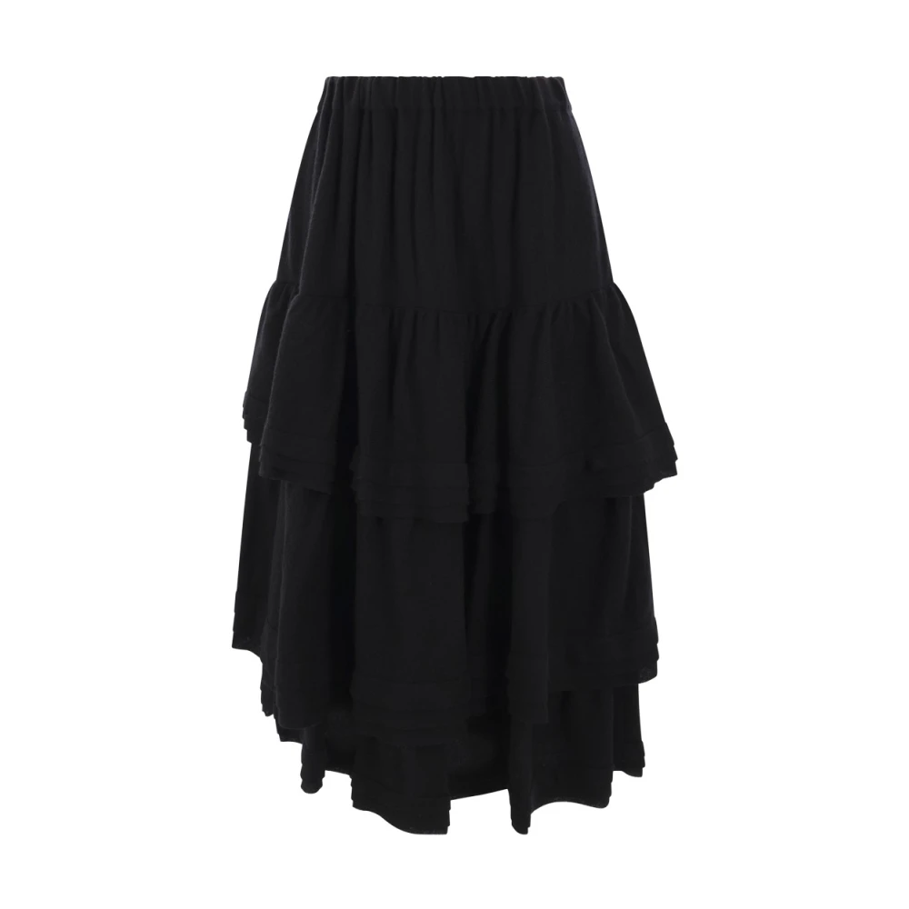 Noir Kei Ninomiya Zwarte wollen elastische taille rok Black Dames