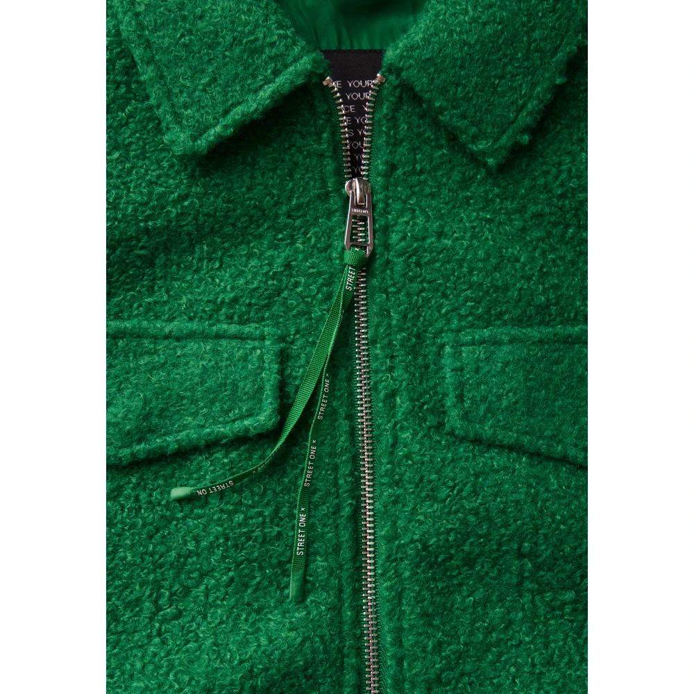 Street One Moderne wollen jas met overhemdkraag Green Dames