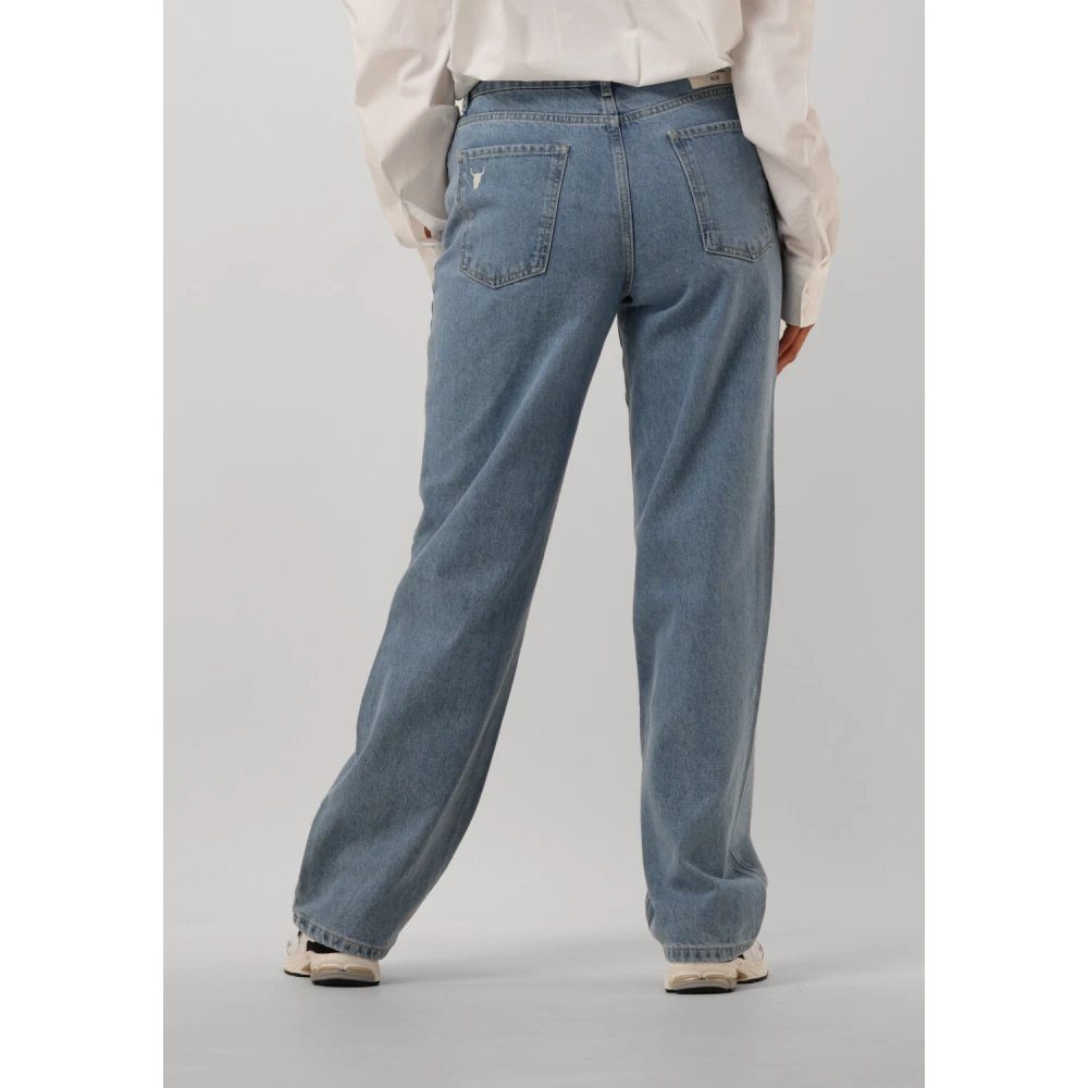 Alix The Label Slim Fit Denim Bull Pants Blue Dames