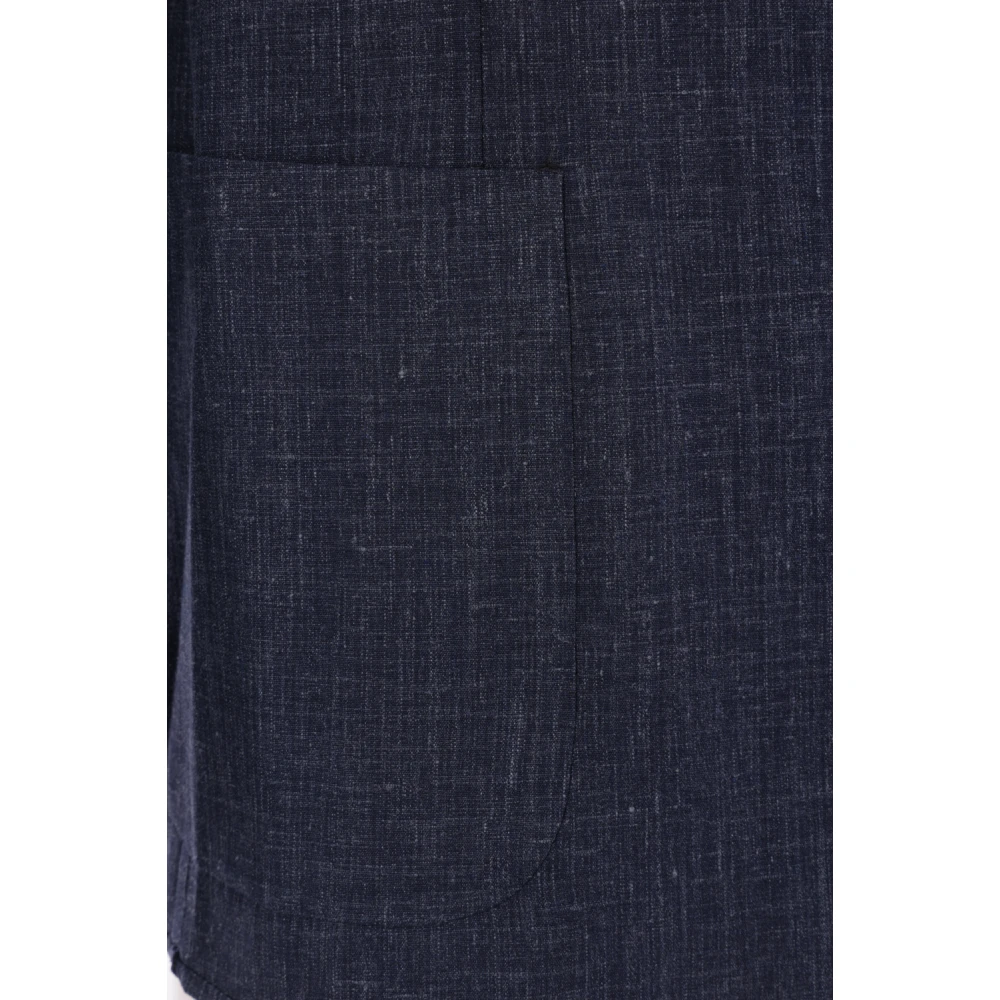 Giorgio Armani Blauwe Wollen Blend Single-Breasted Jas Blue Heren