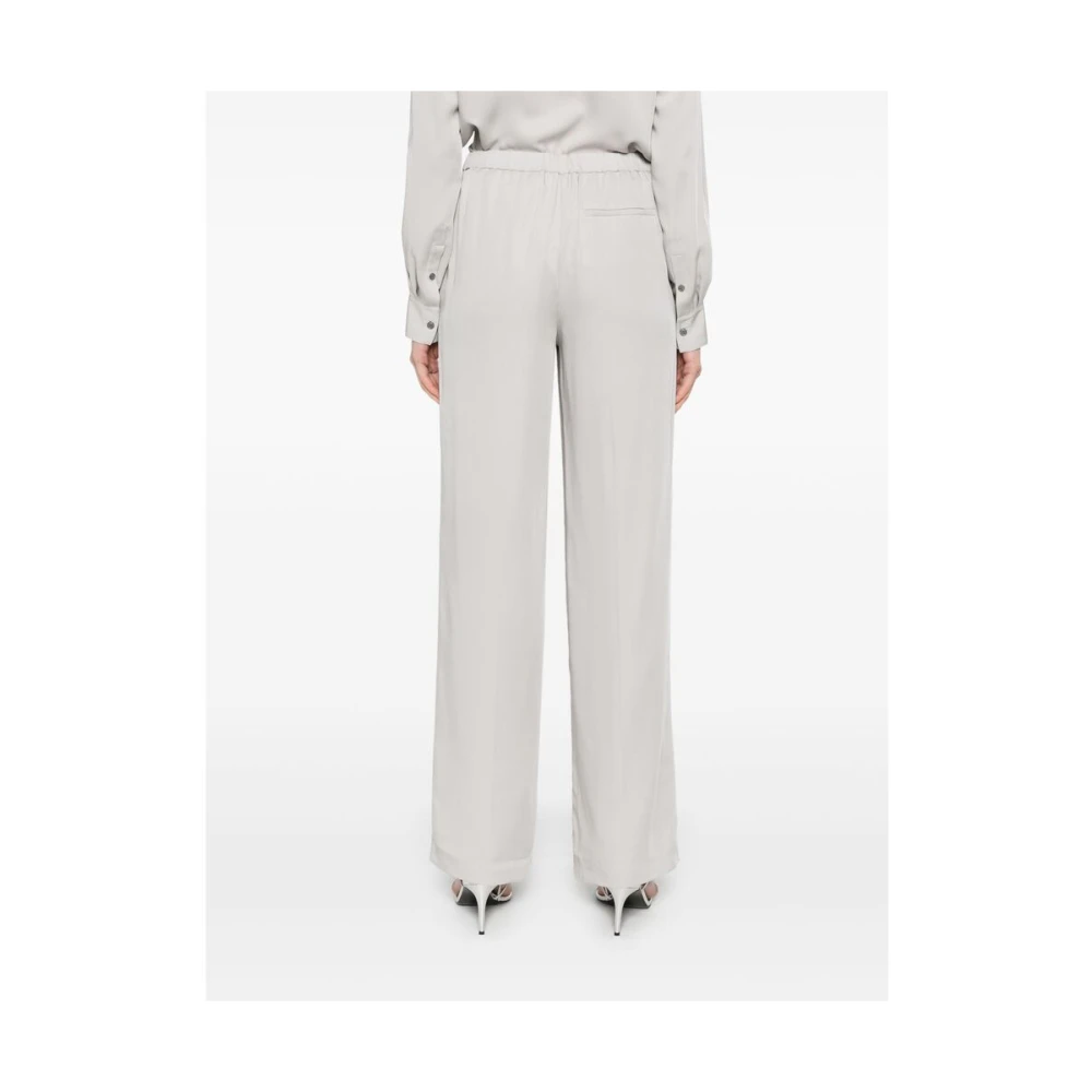Theory Elastische taille satijnen afwerking broek Gray Dames