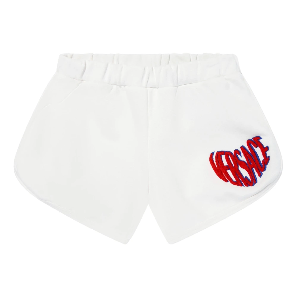 Versace Girls White Shorts, 4 Y, Embroidered Logo Shorts