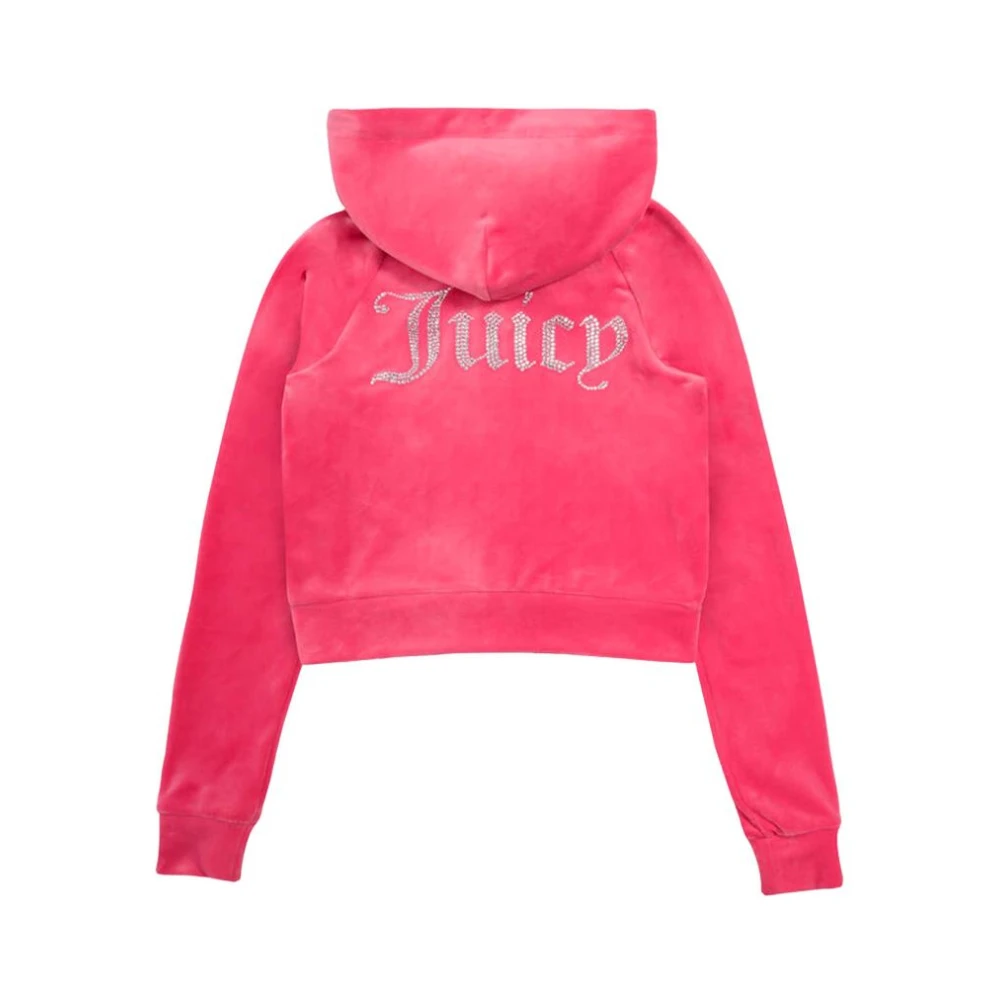 Juicy Couture Velours hoodie met kristalversieringen Pink Dames