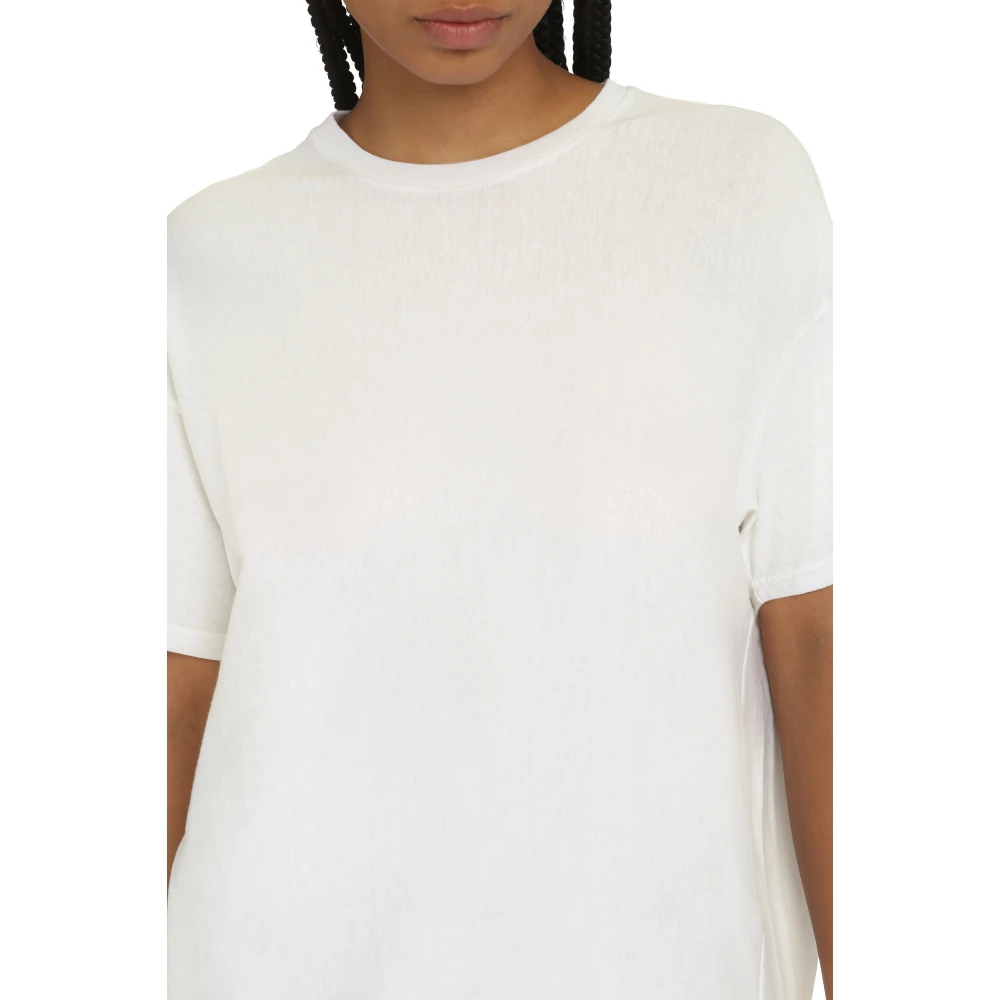 R13 Geribbelde katoenen T-shirt White Dames