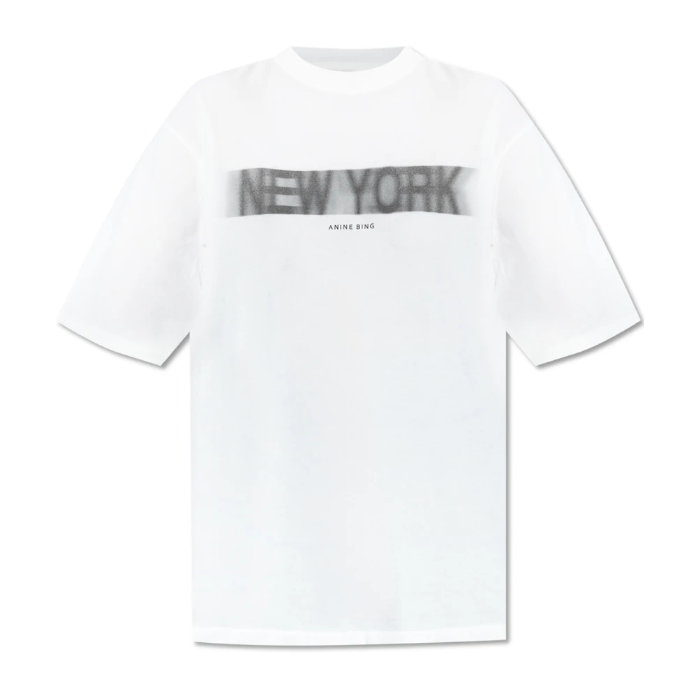 Anine Bing T-shirt med tryck White, Dam