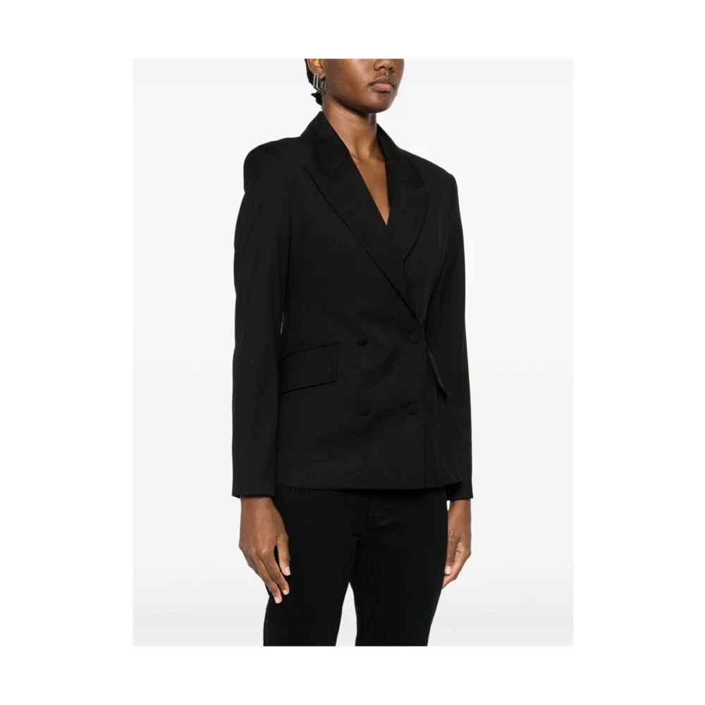 Remain Birger Christensen Zwarte jas met voorflapzakken Black Dames