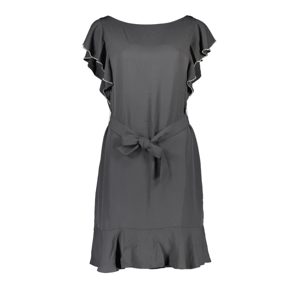 Guess Elegante jurk met korte mouwen en taille riem Black Dames