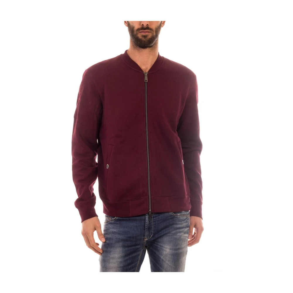 Armani Jeans Red Zip-Throughs, Male, L, Hooded Sweatshirt