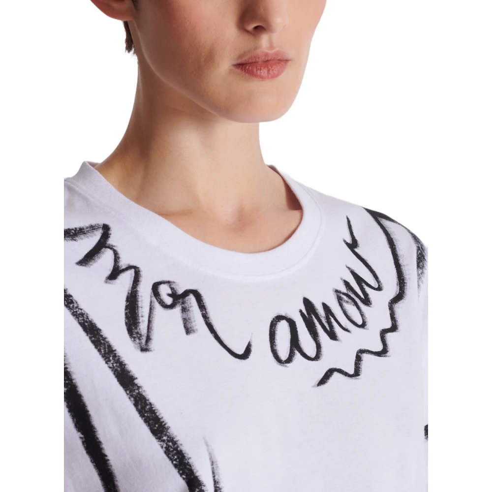 Balmain T-shirt met korte mouwen met 'Je t'aime' print White Dames