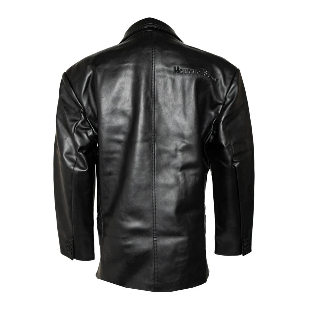 House of Sunny Retro Blazer in Kunstleer Black Heren