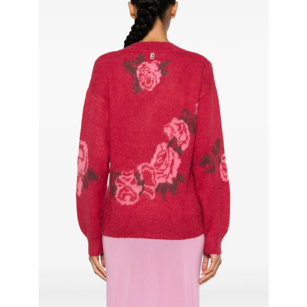 Blugirl Rode bloemensweater met kraalversiering Red Dames