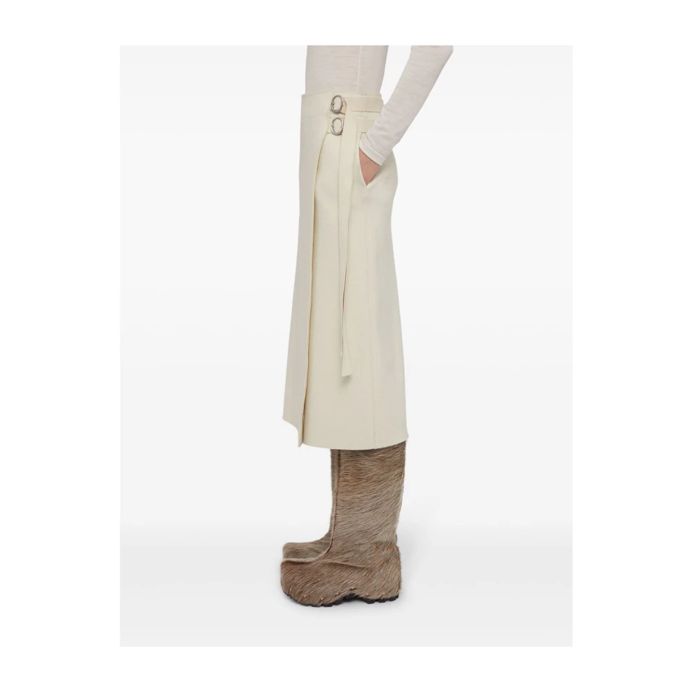 Jil Sander Beige Wollen Blend Wikkelrok Beige Dames