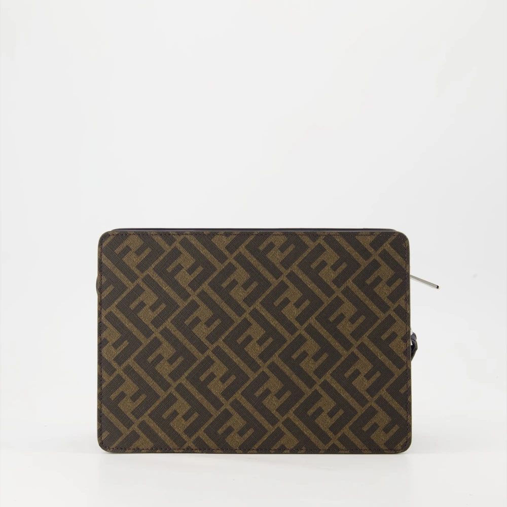 Fendi Vierkante FF Clutch met Afneembare Band Blue Heren