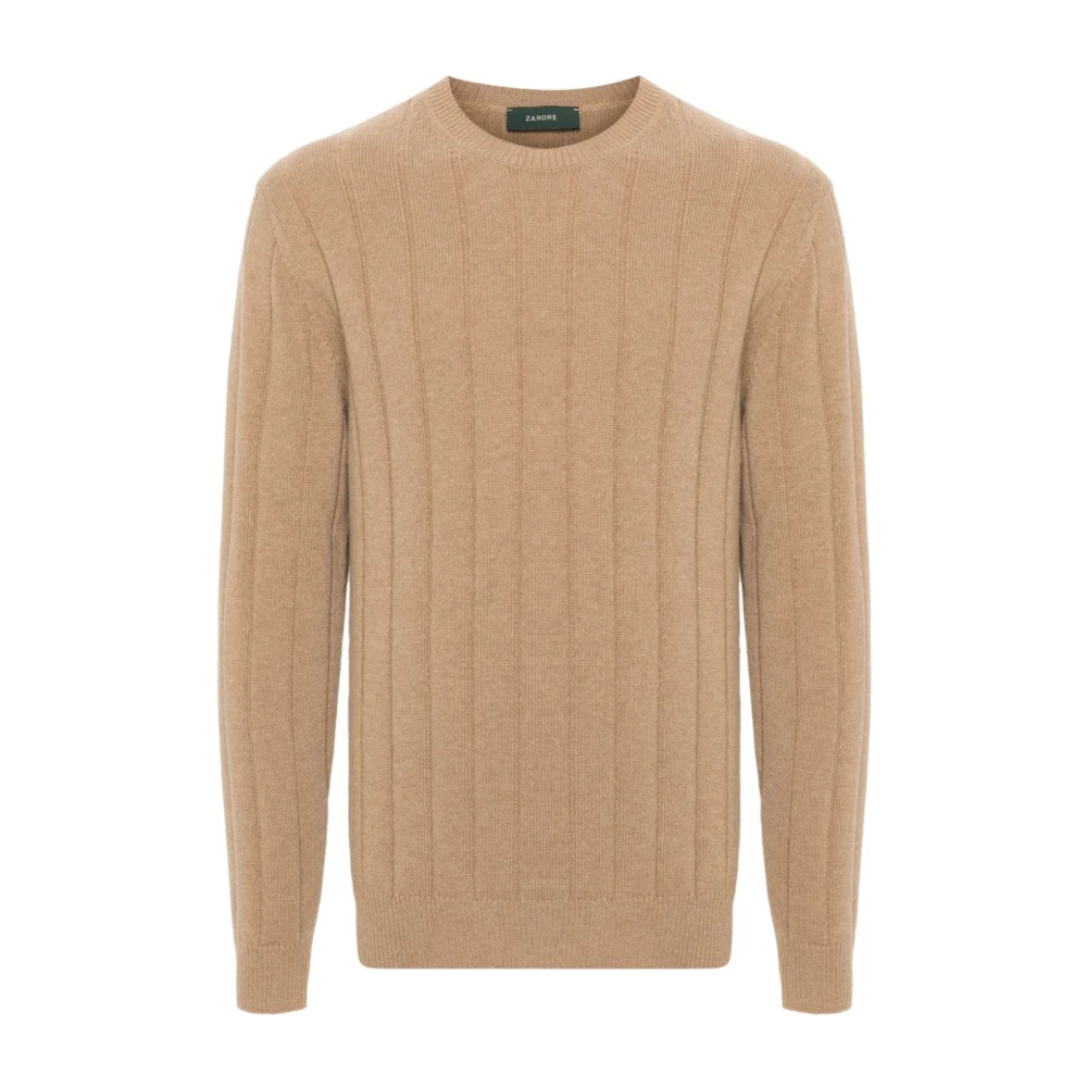 Zanone Bruine Sweater met Girocollo Hals Brown Heren