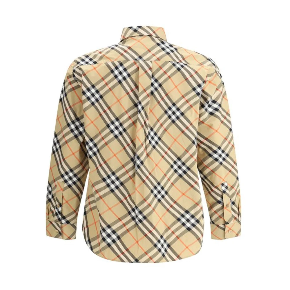 Burberry Geruite overhemd met verstelbare manchetten Beige Heren
