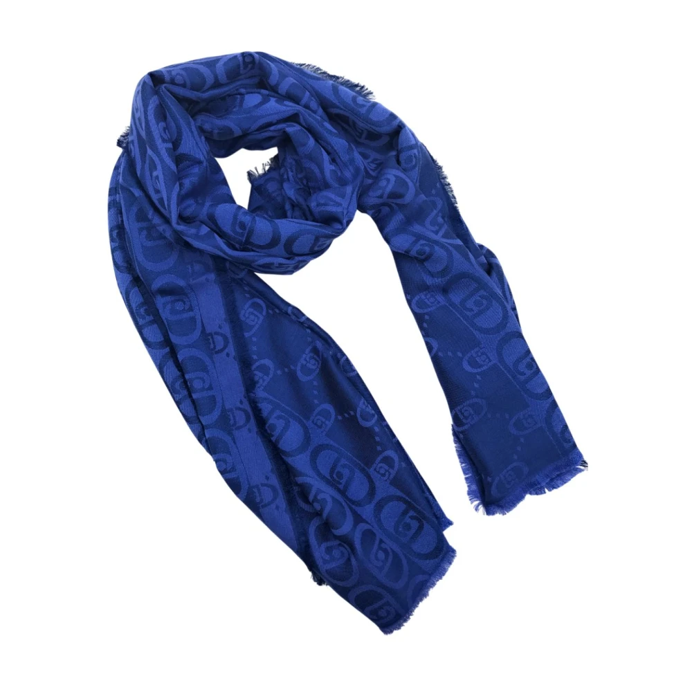 Liu Jo Women's Blue Scarves, One Size, Jacquard Monogram Scarf