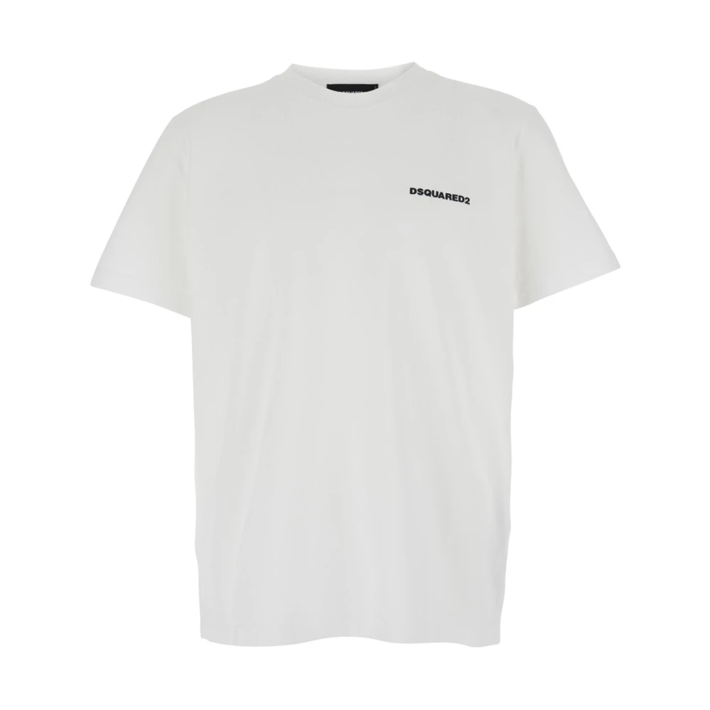 Dsquared2 Wit Logo Print Katoenen T-shirt White Heren