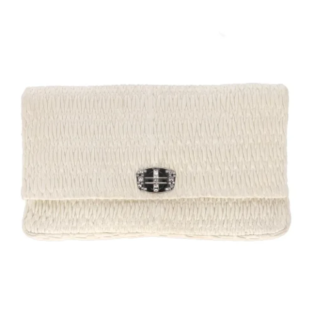 Miu Pre-owned Leather clutches White Dames