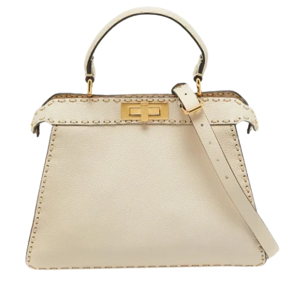 Fendi Vintage Pre-owned Leather handbags White Dames