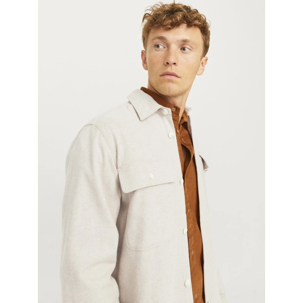 jack & jones Zomer Zand Overshirt Melange Solid Shirt Beige Heren