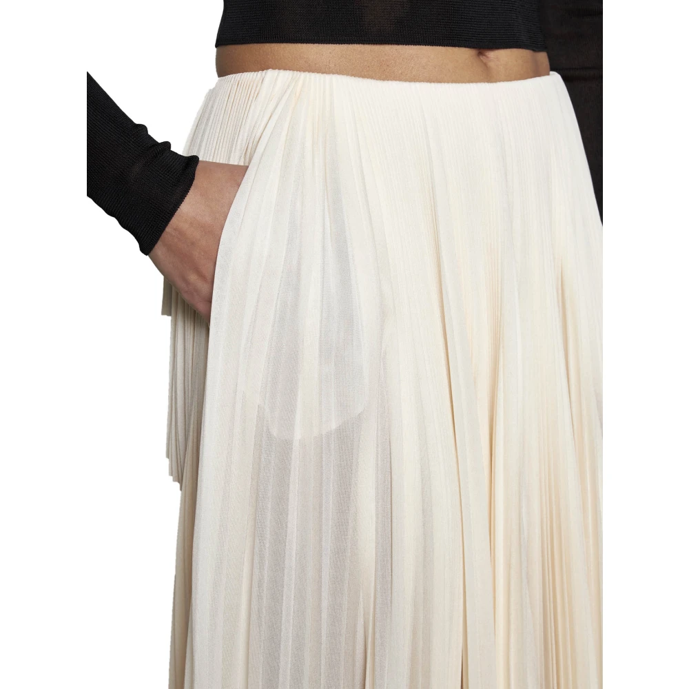 Saint Laurent Crème Geplooide Viscose Rok Beige Dames