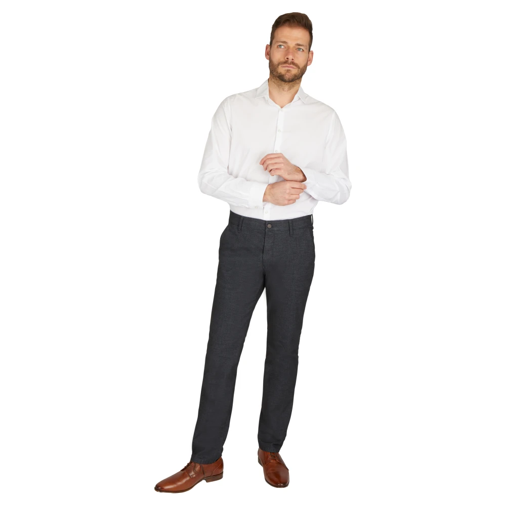 club of comfort Comfortabele platte voorkant broek met elastische tailleband en hemdstopper Blue Heren