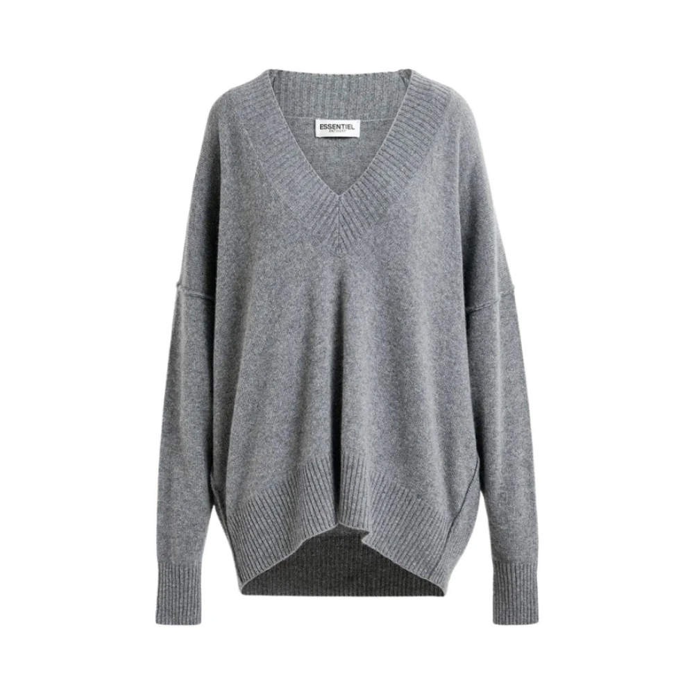 Essentiel Antwerp Oversized V-hals Gebreide Trui Gray Dames