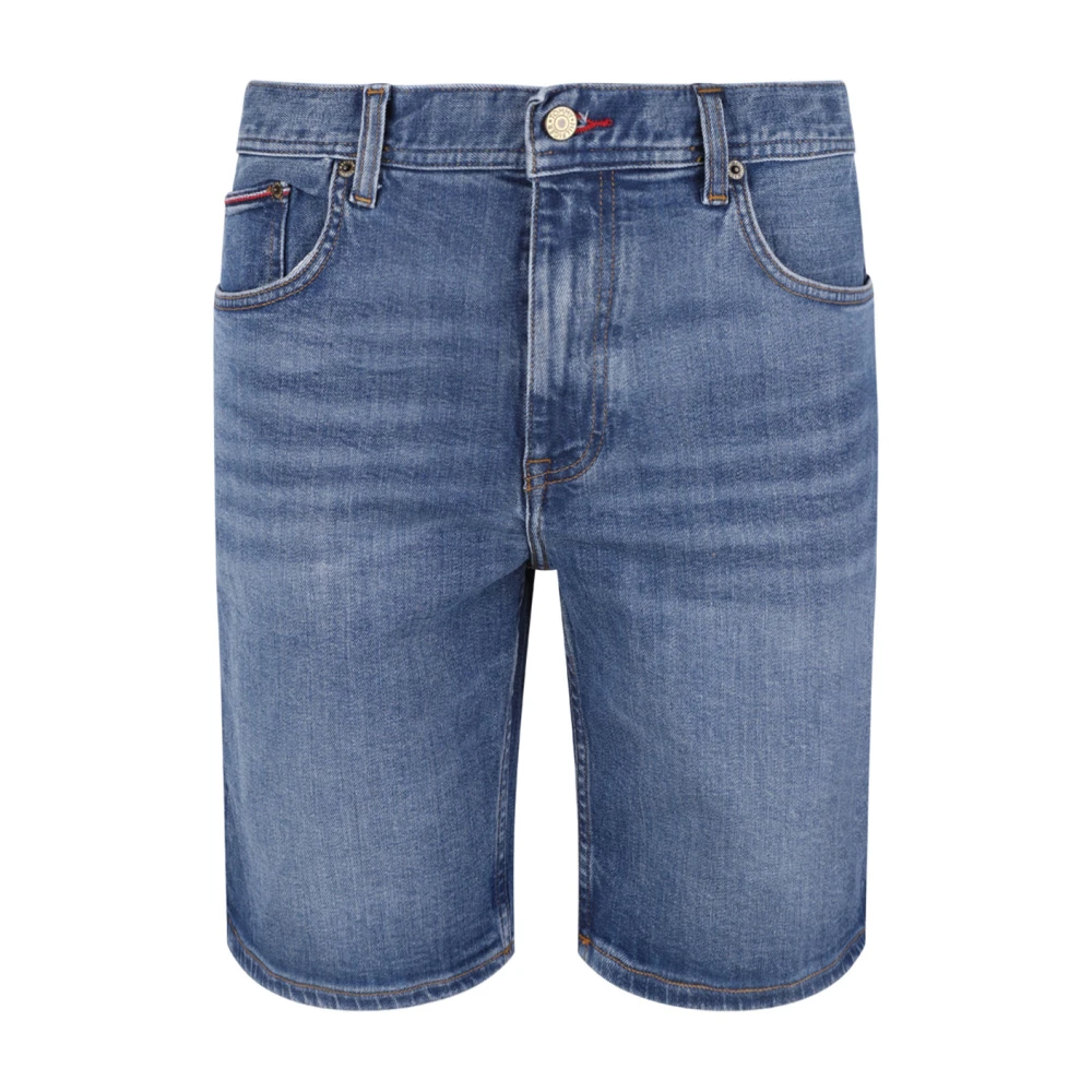 Tommy Hilfiger Men's Blue Denim Shorts With Logo Patch