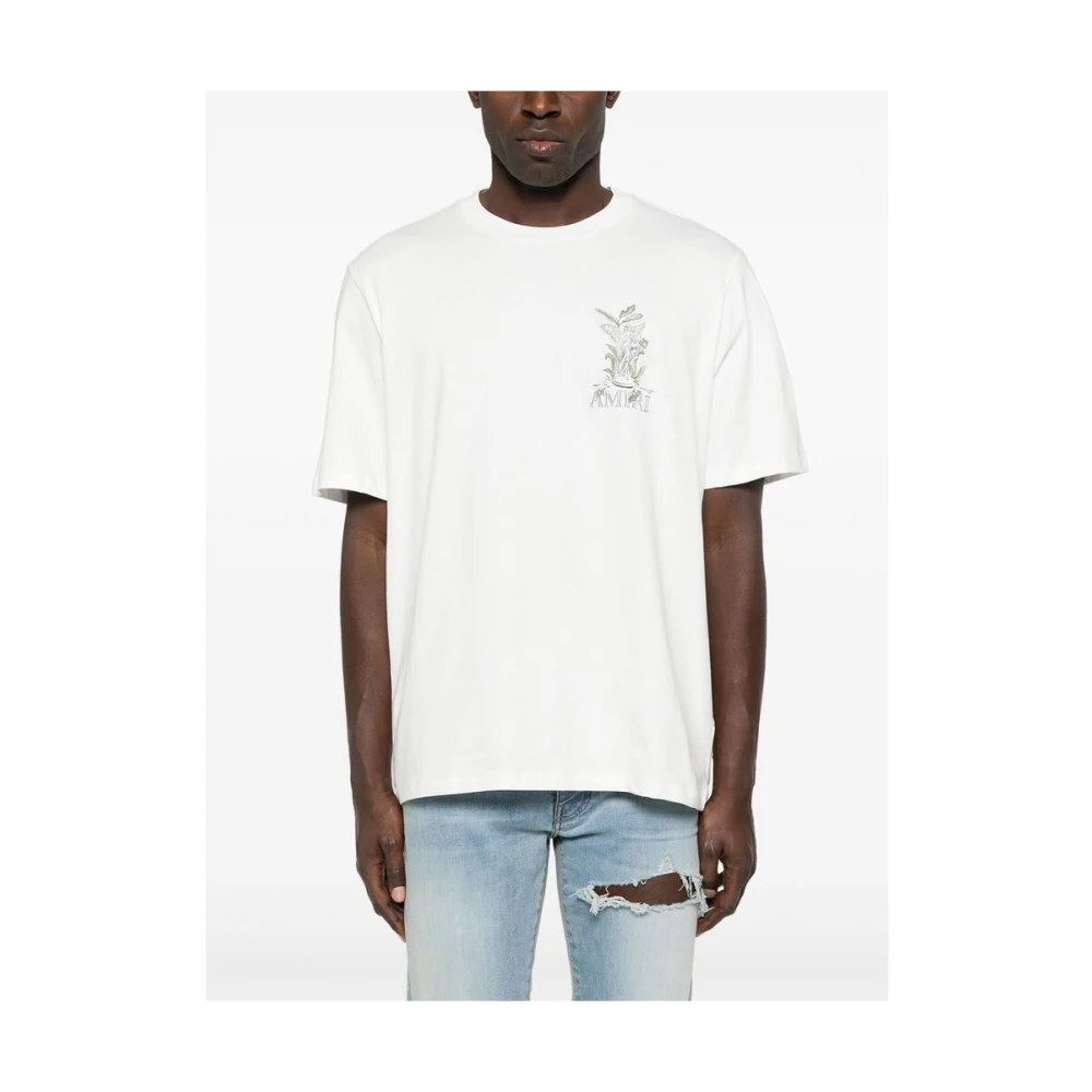 Amiri Witte Crew Neck Korte Mouw Shirt White Heren