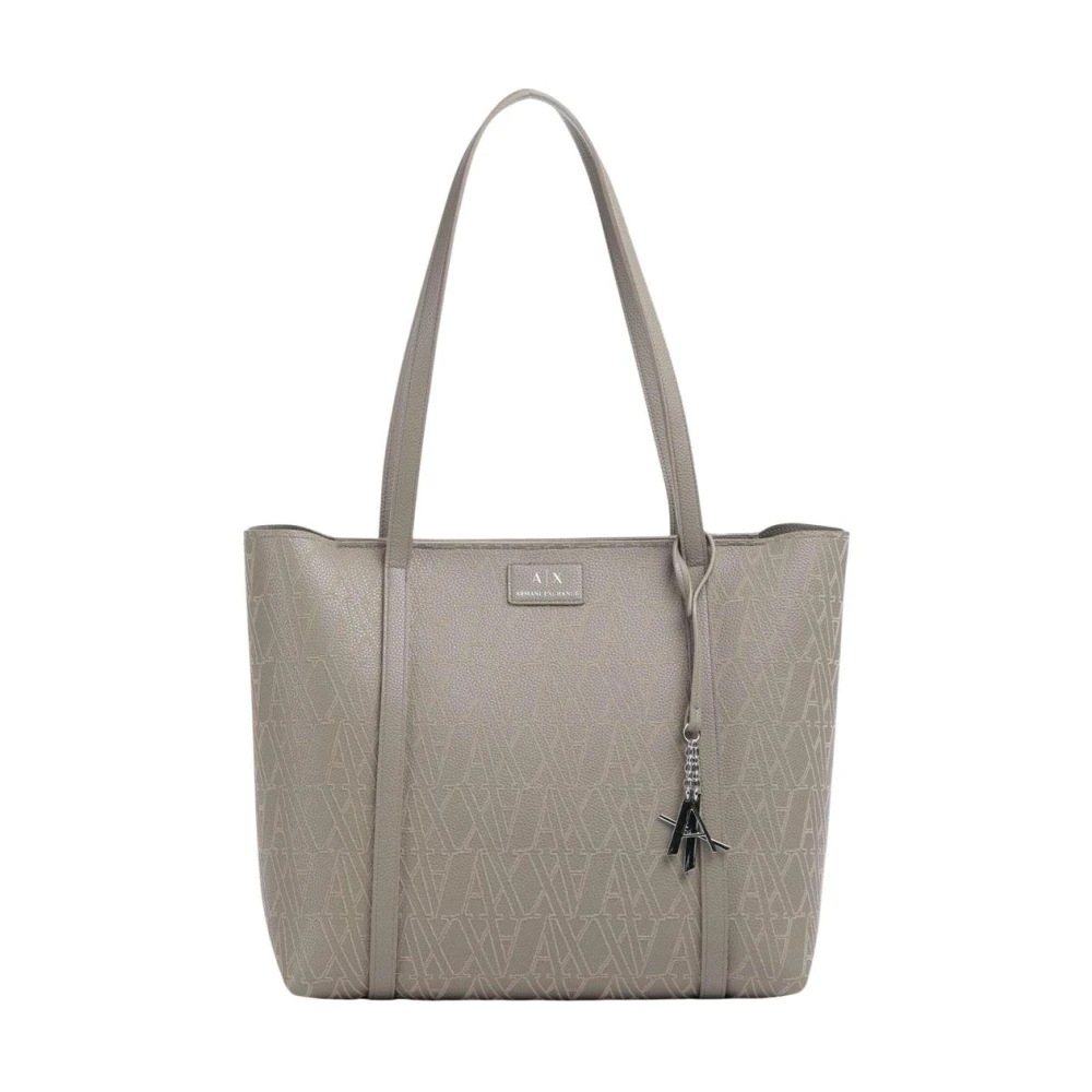 Armani Exchange Women's Gray Polyurethane Tote Bag With Inside Pocket