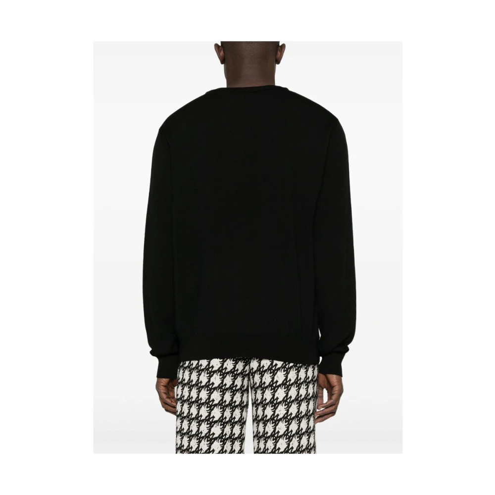 Balmain Zwarte Gebreide Trui met Logopatch Black Heren