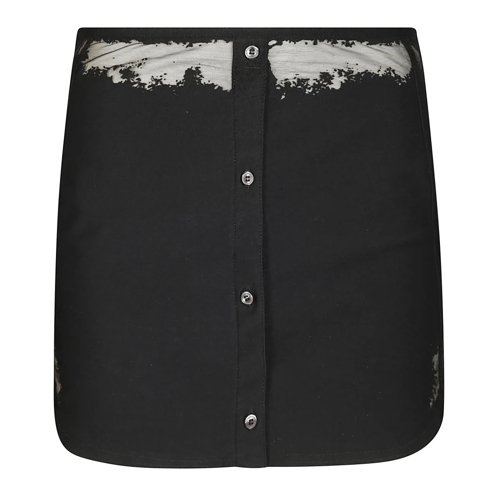 Diesel Denim Logo Mini Rok Black Dames