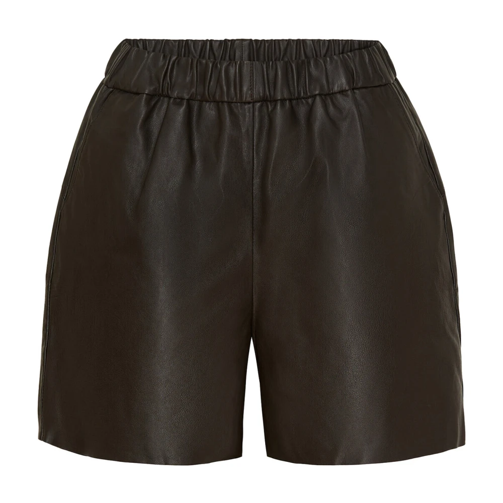 Notyz Leren Shorts Skind Donker Chocoladebruin Brown Dames