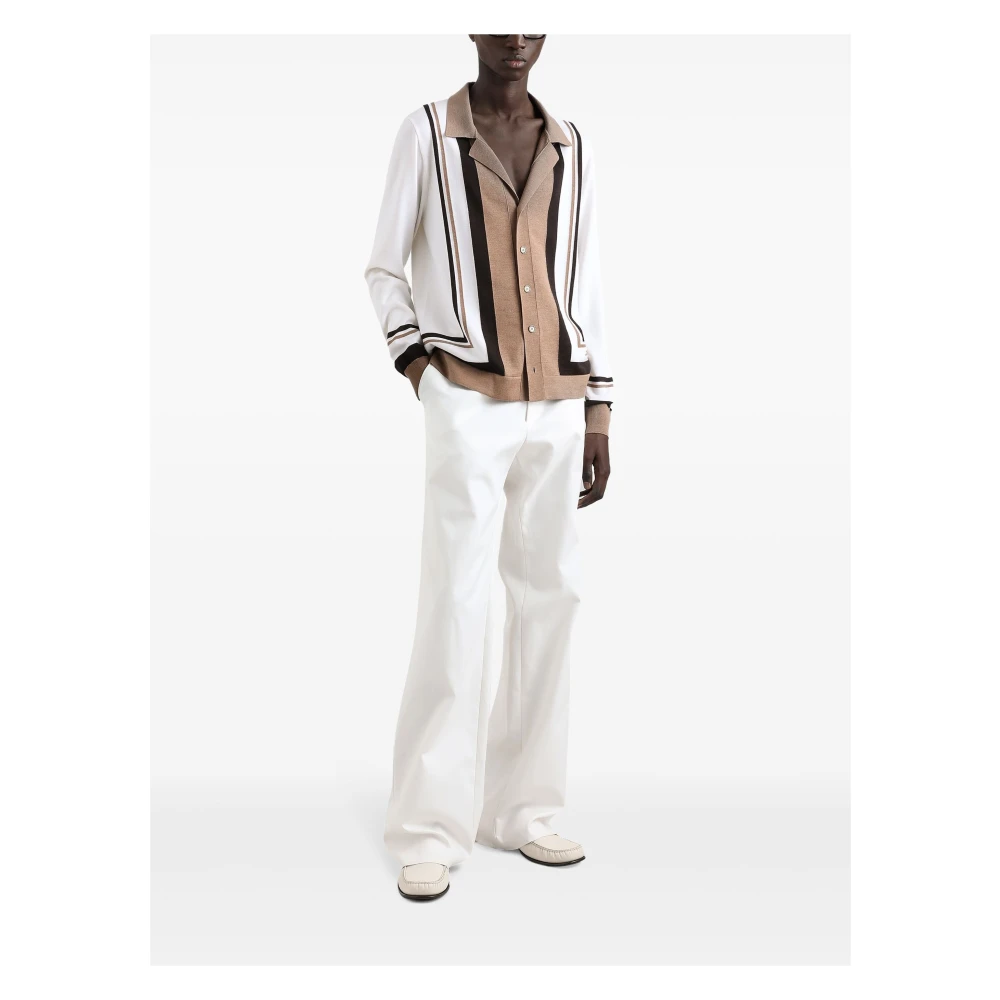 Dolce & Gabbana Beige Sweater Overhemdkraag Lange Mouwen Multicolor Heren