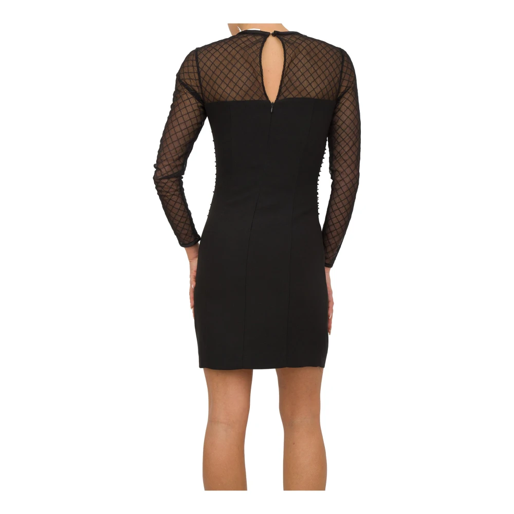 Nenette Zwarte Geborduurde Tule Inzet Vloeibare Cady Jurk Black Dames