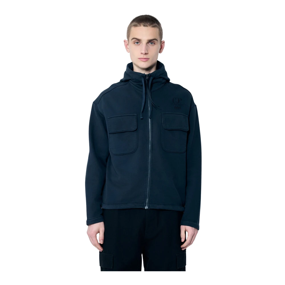 C.P. Company Geborduurde hoodie met zakken Black Heren