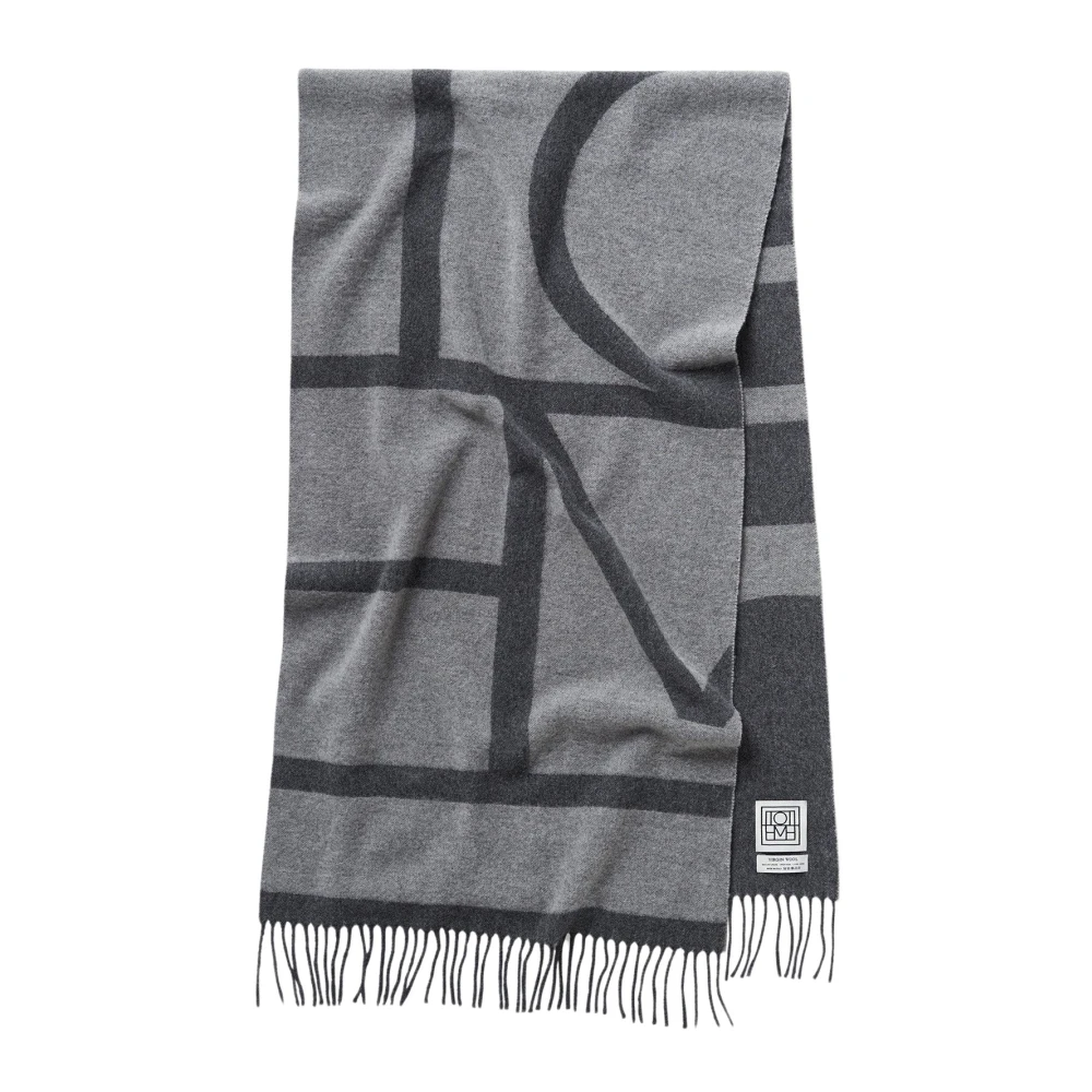 TotêMe Monogram Jacquard Wollen Sjaal Gray Dames