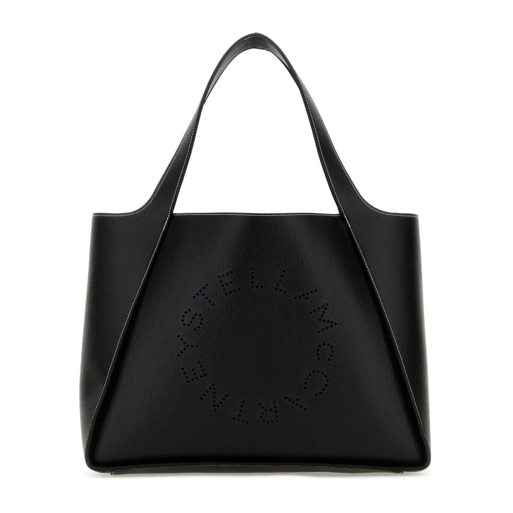 Stella Mccartney Damen Schwarz Logo Tote Bag Geprägtes, Genarbtes Alter Mat