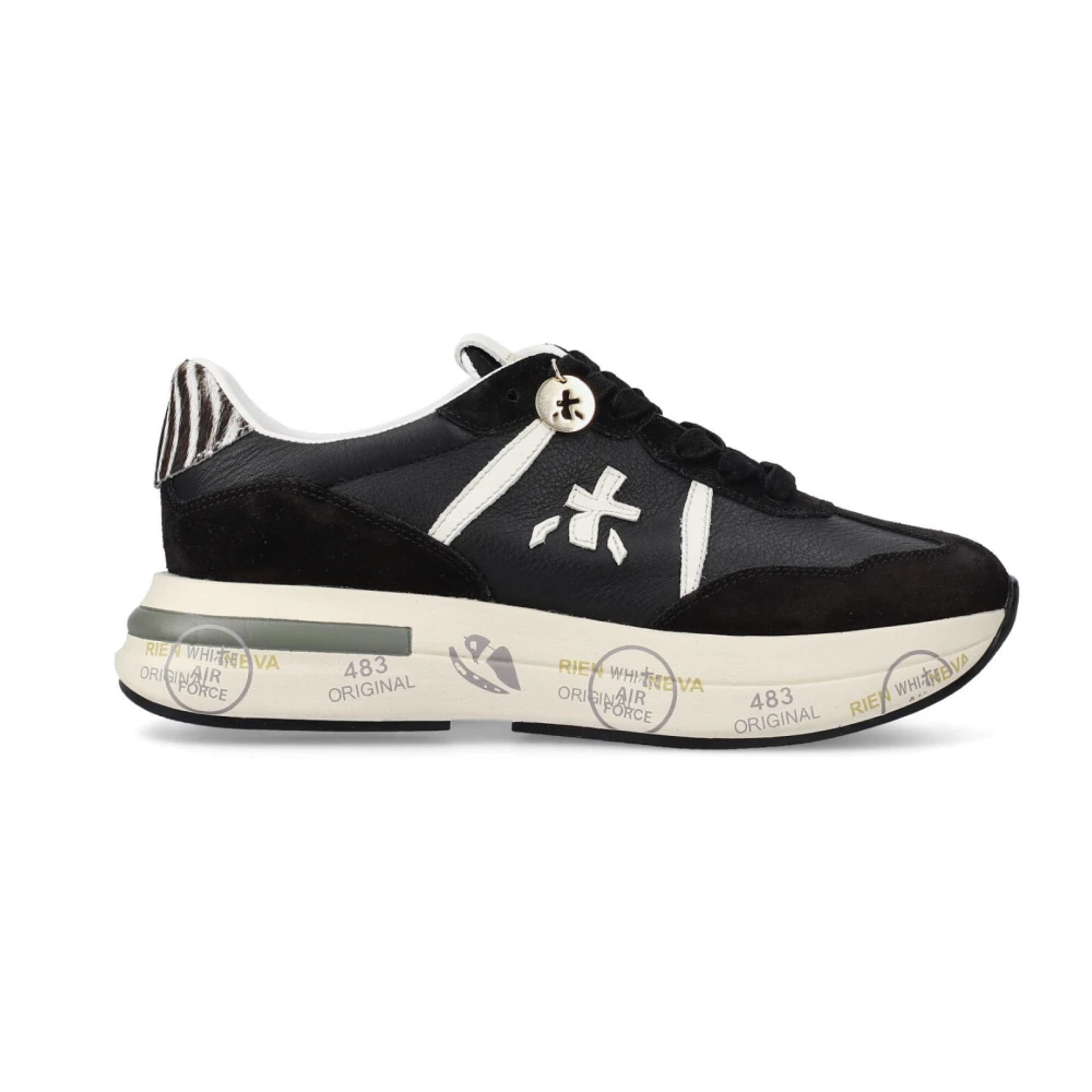Premiata Zwarte Sneakers met Zebra Print Dames Schoenen
