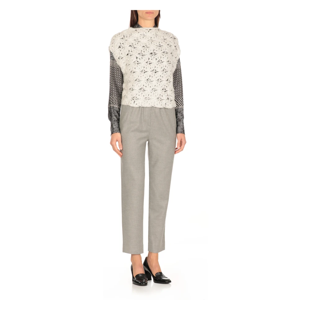 Antonelli Firenze Bloemen Mouwloze Trui Grijs Gray Dames