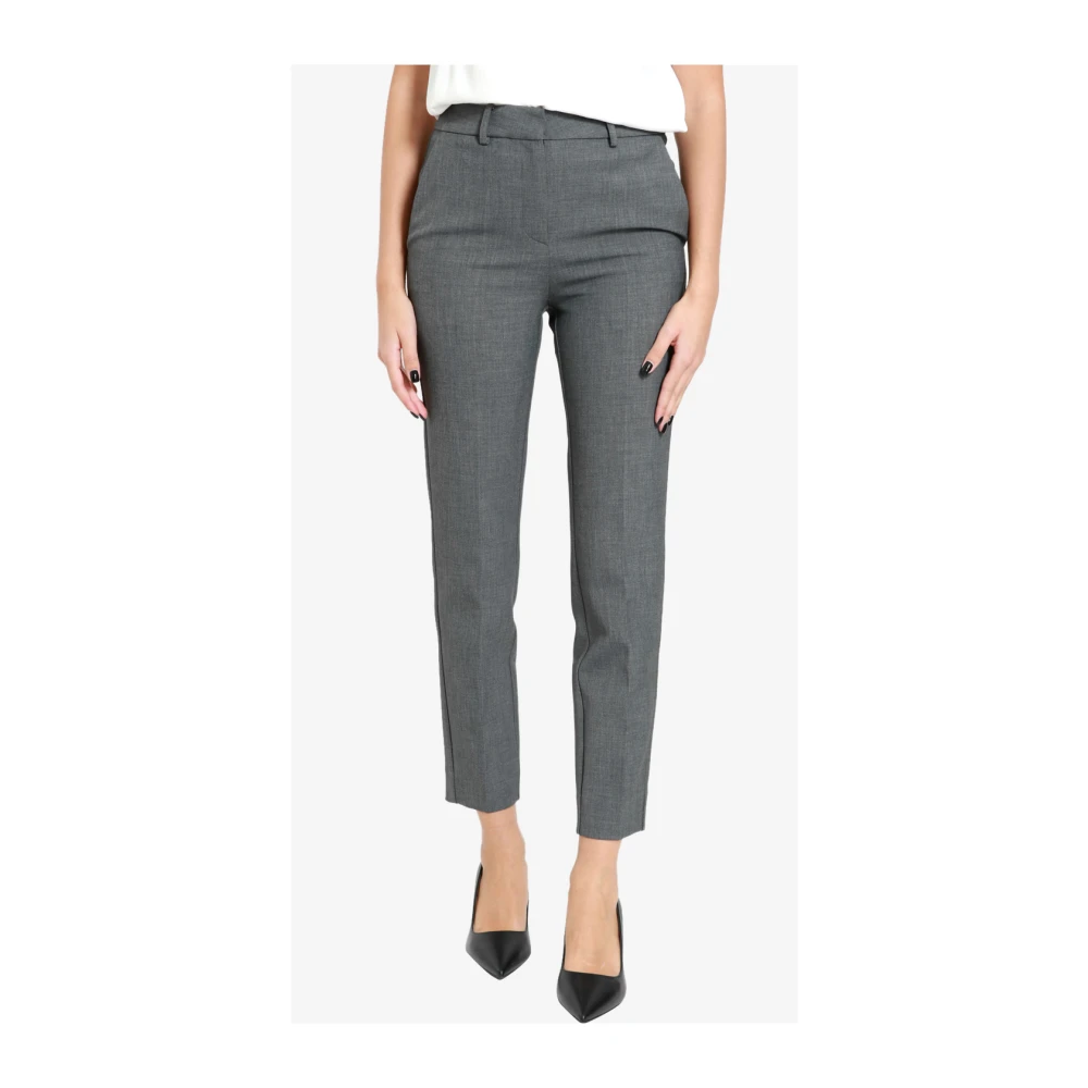 Simona Corsellini Viscose broek met sigarettenpasvorm en splitzakken Gray Dames