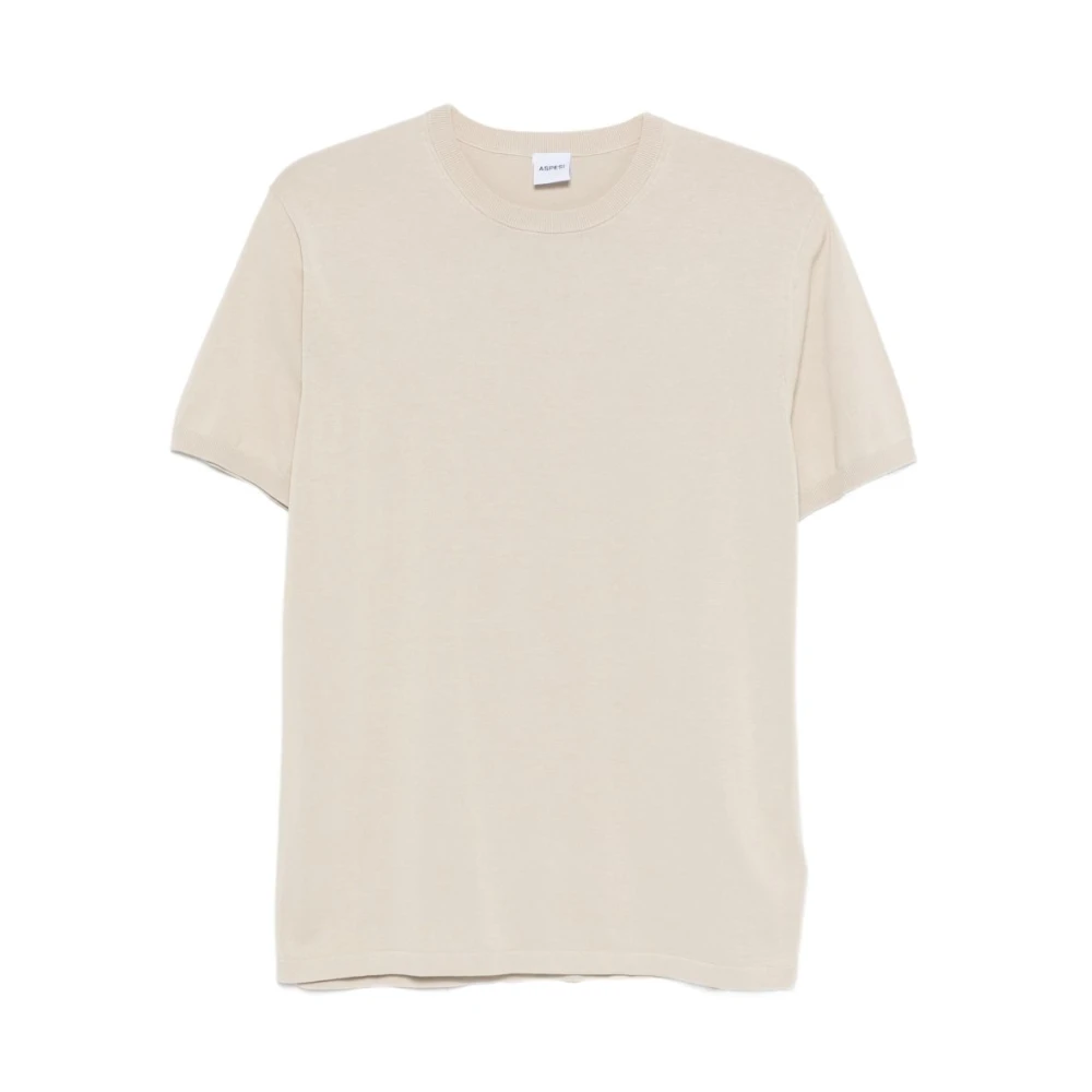 Aspesi Mannelijk Beige Tops Heren, Xl, Ronde Hals Korte Mouwen
