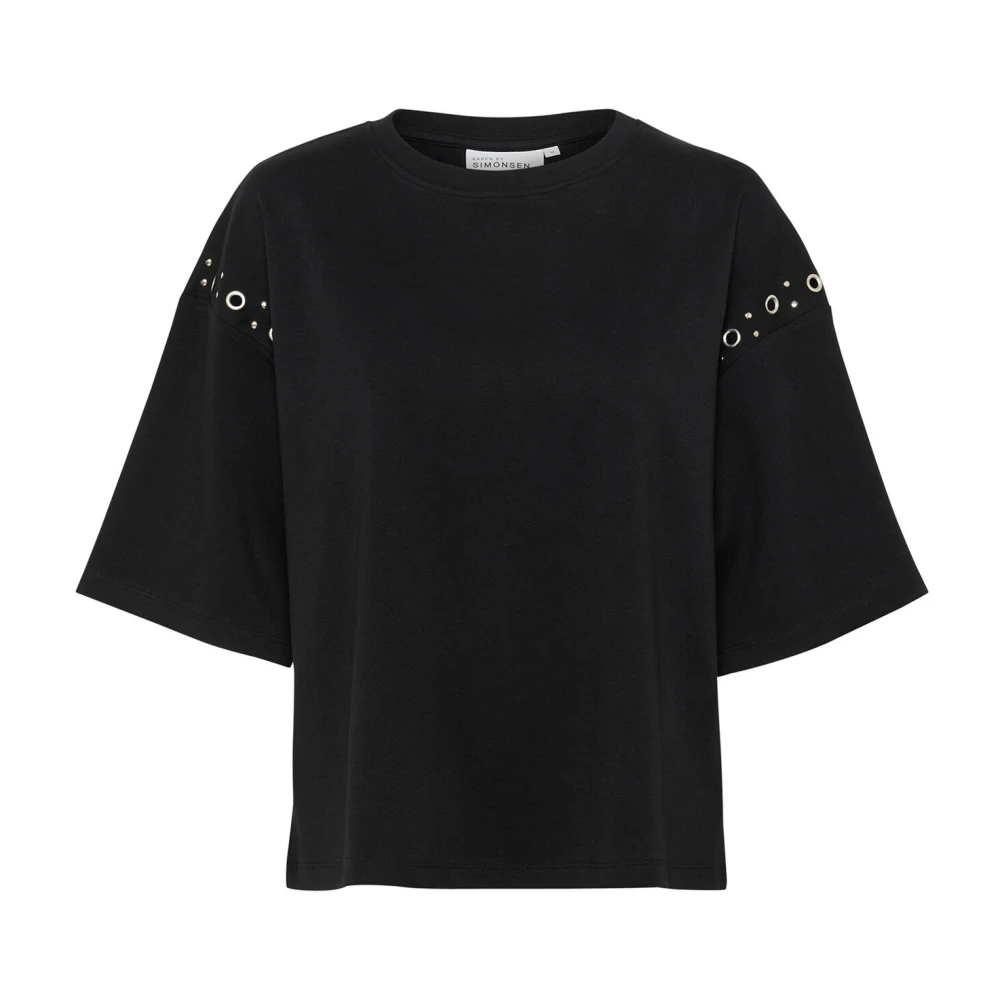 Karen by Simonsen Meteorite Tee Top met Stijlvolle Details Black Dames