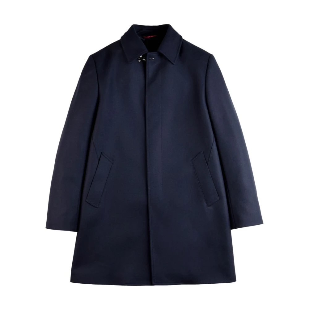 Fay Navy Blauw Wol-Kasjmier Jas Blue Heren