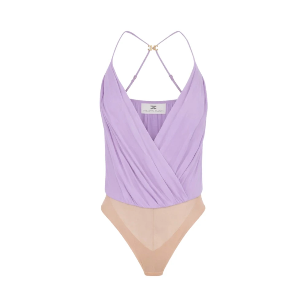 Elisabetta Franchi Women's Purple Viscose Georgette Bodysuit - Full-Body - 2XL - Tops