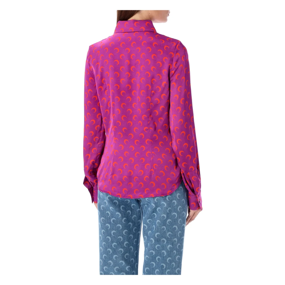 Marine Serre Maanprint Flou Blouse Paarse Shirt Pink Dames